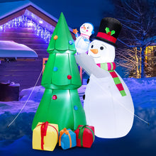 Load image into Gallery viewer, 6 Feet Tall Inflatable Christmas Snowman and Tree Decoration Set with LED Lights