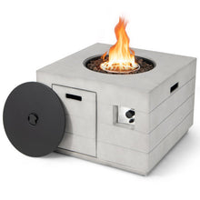 Load image into Gallery viewer, 34 Inch Square Concrete Propane Fire Pit Table with Lava Rocks and Cover 50 000 BTU-Gray
