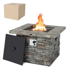 Load image into Gallery viewer, 34.5 Inch Square Propane Gas Fire Pit Table with Lava Rock and PVC Cover-Gray