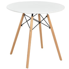 Load image into Gallery viewer, Round Modern Dining Table with Solid Wooden Leg-White