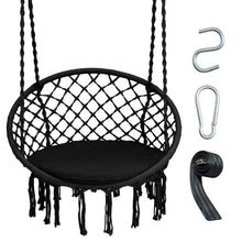 Load image into Gallery viewer, Cushioned Hammock Swing Chair with Hanging Kit-Black
