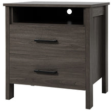 Load image into Gallery viewer, Modern Wood Grain Nightstand with Cable Hole and Open Compartment-Walnut