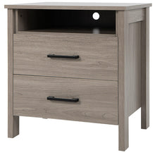 Load image into Gallery viewer, Modern Wood Grain Nightstand with Cable Hole and Open Compartment-Natural