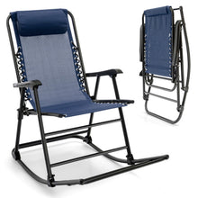 Load image into Gallery viewer, Outdoor Patio Camping Lightweight Folding Rocking Chair with Footrest -Blue