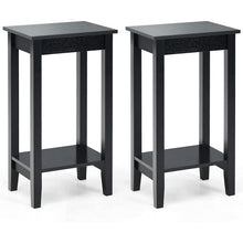 Load image into Gallery viewer, Set of 2 Versatile 2-Tier End Table with Storage Shelf-Black