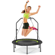 Load image into Gallery viewer, 40 Inch Foldable Fitness Rebounder with Resistance Bands Adjustable Home-Green