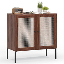 Load image into Gallery viewer, Kitchen Sideboard with 2 Rattan Doors and Adjustable Shelf-Walnut