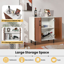 Load image into Gallery viewer, Wood Buffet Side Cabinet with 2 Doors and 5-Position Adjustable Shelf-Walnut