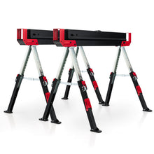Load image into Gallery viewer, 2-Pack Folding Sawhorses with Supporting Arms-Red