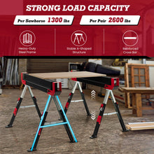 Load image into Gallery viewer, 2-Pack Folding Sawhorses with Supporting Arms-Red