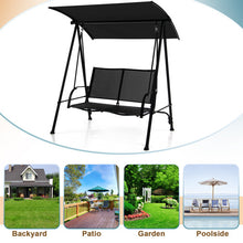 Load image into Gallery viewer, 2-Seat Outdoor Canopy Swing with Comfortable Fabric Seat and Heavy-duty Metal Frame-Black
