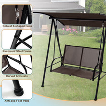 Load image into Gallery viewer, 2-Seat Outdoor Canopy Swing with Comfortable Fabric Seat and Heavy-duty Metal Frame-Brown