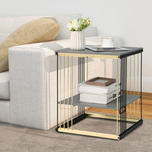 Load image into Gallery viewer, 2-Tier Metal Square Side End Table with Removable Shelf-Gray
