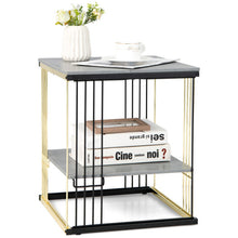 Load image into Gallery viewer, 2-Tier Metal Square Side End Table with Removable Shelf-Gray