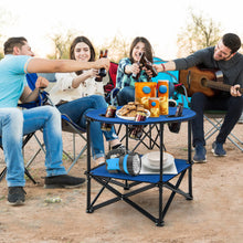 Load image into Gallery viewer, 2-Tier Portable Picnic Table with Carrying Bag and 4 Cup Holders-Blue