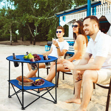 Load image into Gallery viewer, 2-Tier Portable Picnic Table with Carrying Bag and 4 Cup Holders-Blue