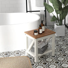 Load image into Gallery viewer, 2-tier Waterproof Shower Bench with Storage Shelf-Brown