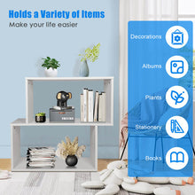 Load image into Gallery viewer, 2-tier Irregular Wood Bookshelf for Home and Office-White