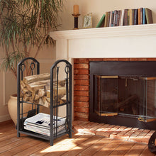 Load image into Gallery viewer, Fireplace Log Rack with 4 Tools Set Fireside Firewood Holder