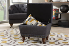 Load image into Gallery viewer, Baxton Studio Annabelle Modern and Contemporary Dark Grey Fabric Upholstered Walnut Wood Finished Button-Tufted Storage Ottoman
