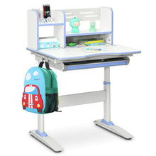 Load image into Gallery viewer, Kids Multifunctional Writing Desk with Tilt Desktop and Book Shelf-Blue