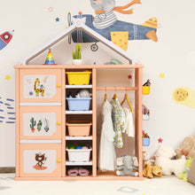 Load image into Gallery viewer, Kids Wardrobe Costume Storage Closet Pretend Dresser Hanging Armoire-Pink