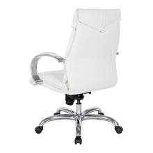 Load image into Gallery viewer, Deluxe Mid Back Executive Chair in Dillon Snow with Polished Aluminum Base and Padded Polished Aluminum Arms, 7251-R101