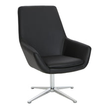 Load image into Gallery viewer, Modern Scoop Office Chair in Black Faux Leather with Aluminum Base, FL80228AL-U6