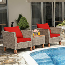 Load image into Gallery viewer, 3 Pieces Patio Rattan Bistro Furniture Set-Red
