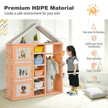 Load image into Gallery viewer, Kids Wardrobe Costume Storage Closet Pretend Dresser Hanging Armoire-Pink