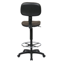 Load image into Gallery viewer, Sculptured Seat and Back Custom Dillon Fabric Drafting Chair with Adjustable Foot ring. Pneumatic Height Adjustment 24" to 34" overall. Heavy Duty Nylon Base with Dual Wheel Carpet Casters, DC517V-R11