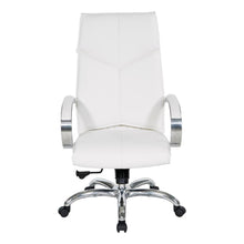 Load image into Gallery viewer, Deluxe High Back Executive Chair in Dillon Snow with Polished Aluminum Base and Padded Aluminum Arms, 7250-R101
