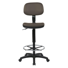 Load image into Gallery viewer, Sculptured Seat and Back Custom Dillon Fabric Drafting Chair with Adjustable Foot ring. Pneumatic Height Adjustment 24" to 34" overall. Heavy Duty Nylon Base with Dual Wheel Carpet Casters, DC517V-R11
