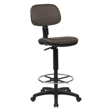 Load image into Gallery viewer, Sculptured Seat and Back Custom Dillon Fabric Drafting Chair with Adjustable Foot ring. Pneumatic Height Adjustment 24" to 34" overall. Heavy Duty Nylon Base with Dual Wheel Carpet Casters, DC517V-R11