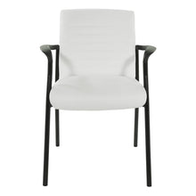 Load image into Gallery viewer, Guest Chair in White Faux Leather with Black Frame, FL38610-U11