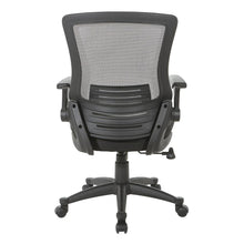 Load image into Gallery viewer, Screen Back Manager's Chair in Black Mesh Seat with PU Padded Flip Arms with Silver Accents, EM60926P-3M