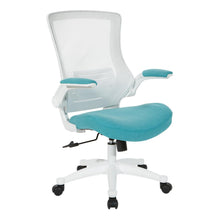 Load image into Gallery viewer, White Screen Back Manager's Chair in White Turquoise Fabric, EM60926WH-F28