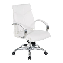Load image into Gallery viewer, Deluxe Mid Back Executive Chair in Dillon Snow with Polished Aluminum Base and Padded Polished Aluminum Arms, 7251-R101
