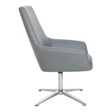 Load image into Gallery viewer, Modern Scoop Office Chair in Charcoal Grey Faux Leather with Aluminum Base, FL80228AL-U42