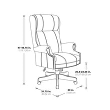 Load image into Gallery viewer, Traditional Executive High Back Chair with Black Vinyl and Brass Finish Nail Trim Upholstery, TEX280-3