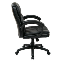 Load image into Gallery viewer, Mid Back Black Bonded Leather Executive Chair with Padded Arms