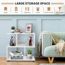Load image into Gallery viewer, 24 Inch 3-Tier Geometric Bookshelf with Thick Foot Pads-White