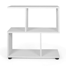 Load image into Gallery viewer, 24 Inch 3-Tier Geometric Bookshelf with Thick Foot Pads-White