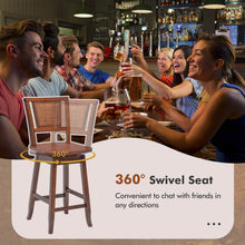 Load image into Gallery viewer, 24.5 Inch Counter Height Bar Stool with Rattan Back and 360° Swivel Seat