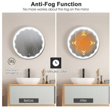 Load image into Gallery viewer, 24 Inch Round Wall Mirror with 3-Color LED Lights and Smart Touch Button