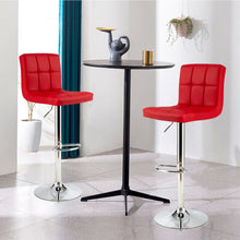 Load image into Gallery viewer, Set of 2 Square Swivel Adjustable PU Leather Bar Stools with Back and Footrest-Red