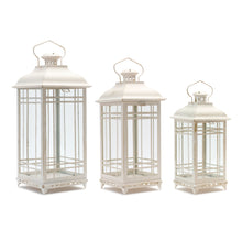 Load image into Gallery viewer, Traditional Ivory Metal Lantern (Set of 3)