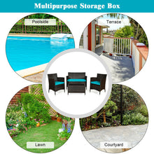 Load image into Gallery viewer, 4 Pcs Rattan Outdoor Patio Conversation Furniture Set with Glass Table and Comfortable Wicker Sectional Sofa