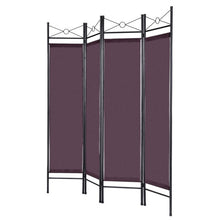 Load image into Gallery viewer, 4 Panels Metal Frame Room Private Folding Screen-Brown