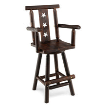 Load image into Gallery viewer, 29 Inch Wooden Swivel Bar Stool with Footrest Backrest Armrest-Brown